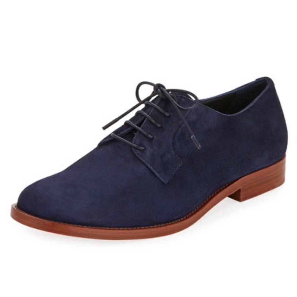 Mansur Gavriel Deep Blue Suede Lace-Up Loafers